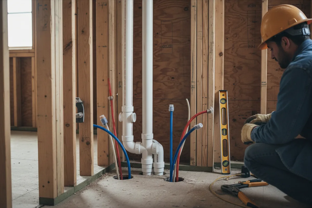 Drain and supply rough-in during Leak Detection in Fort Myer